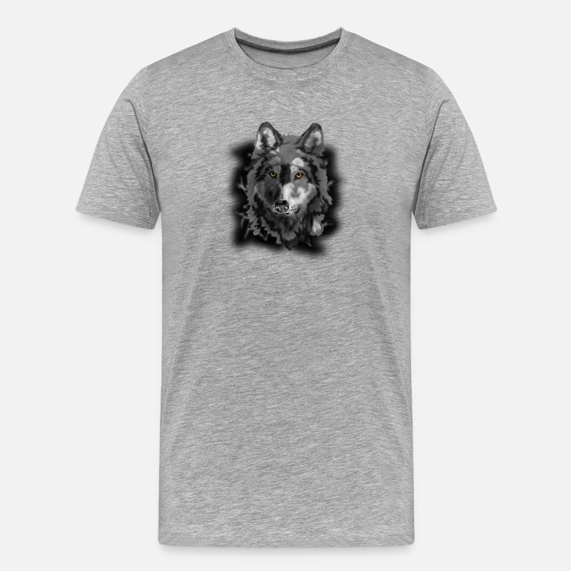 Wolf - Männer Premium Bio T-Shirt - Grau meliert