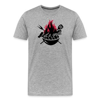 A grill with barbecue utensils - Men's Premium Organic T-Shirt - heather grey - Front - Damien (186cm)