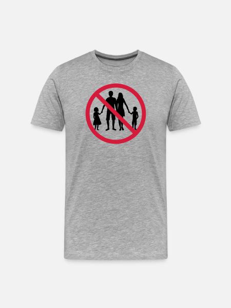 familie verboten schild zone keine kinder geschwis - Männer Premium Bio T-Shirt - Grau meliert