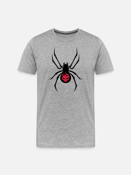 Schwarze Spinne mit Skull Muster - Männer Premium Bio T-Shirt - Grau meliert