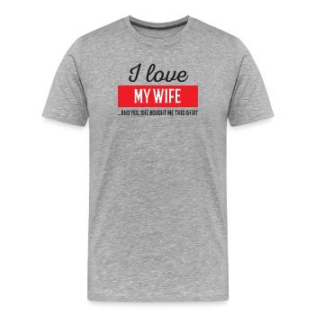 J'aime ma femme - T-shirt bio Premium Homme - gris chiné - Devant - Damien (186cm)
