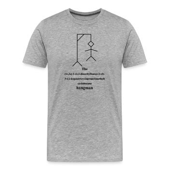 Pendu - Nom du pendu IUPAC du pendu - noir - T-shirt bio Premium Homme - gris chiné - Devant - Damien (186cm)