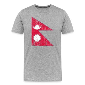 Nepal Flagge Flagge Fahne Flagge Drapeau Bandera - Männer Premium Bio T-Shirt - Grau meliert - Vorne - Damien (186cm)