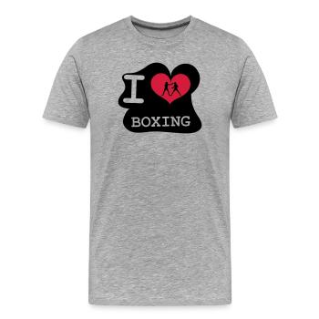 I Love Boxing - Männer Premium Bio T-Shirt - Grau meliert - Vorne - Damien (186cm)