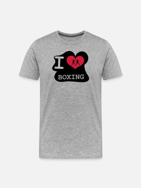 I Love Boxing - Men's Premium Organic T-Shirt - heather grey