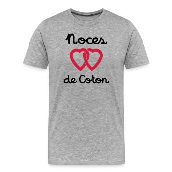 Noces de Coton - T-shirt bio Premium Homme - gris chiné - Devant - Damien (186cm)