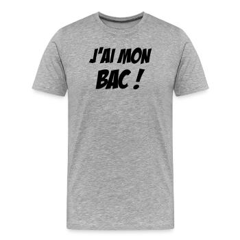 J'ai mon BAC ! - T-shirt bio Premium Homme - gris chiné - Devant - Damien (186cm)