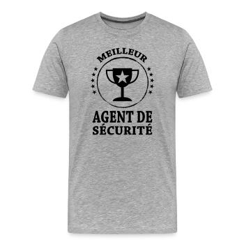 Agent de Sécurité - T-shirt bio Premium Homme - gris chiné - Devant - Damien (186cm)