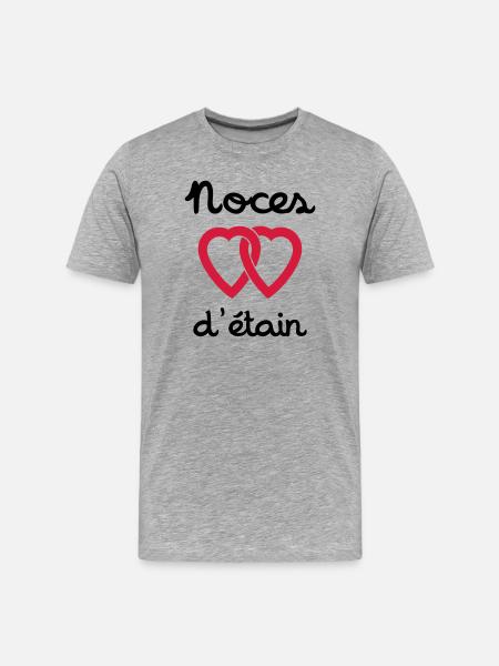 Noces d'étain - T-shirt bio Premium Homme - gris chiné