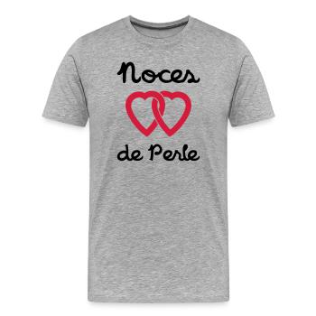 Noces de Perle - T-shirt bio Premium Homme - gris chiné - Devant - Damien (186cm)