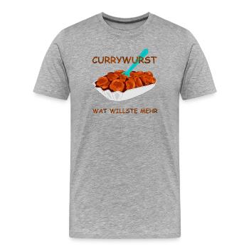 speise currywurst spruch - Männer Premium Bio T-Shirt - Grau meliert - Vorne - Damien (186cm)