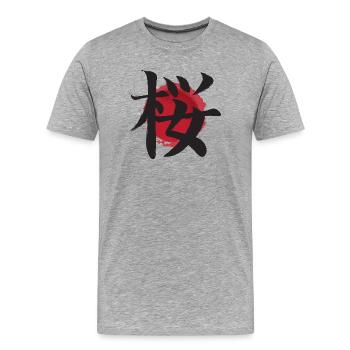 Kirschsakura japanisches Kanji Kirsche cerise kers - Männer Premium Bio T-Shirt - Grau meliert - Vorne - Damien (186cm)