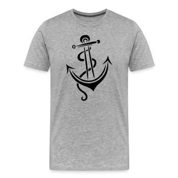 Ancre tatouage Ahoi Capitaine Sportif - T-shirt bio Premium Homme - gris chiné - Devant - Damien (186cm)