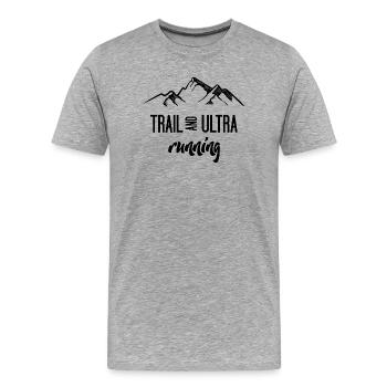 Trail Running et Ultra Running - T-shirt bio Premium Homme - gris chiné - Devant - Damien (186cm)