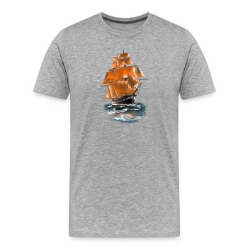 Segelschiff - Männer Premium Bio T-Shirt - Grau meliert - Vorne - Damien (186cm)