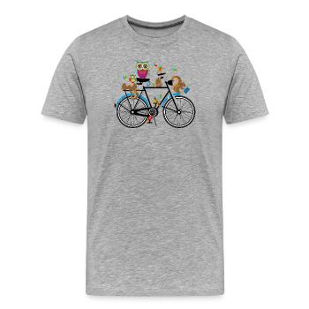 Waldtiere auf einem Fahrrad - Männer Premium Bio T-Shirt - Grau meliert - Vorne - Damien (186cm)