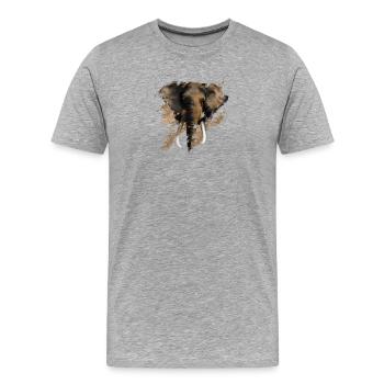 éléphant - T-shirt bio Premium Homme - gris chiné - Devant - Damien (186cm)