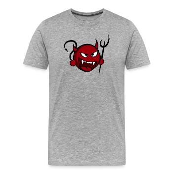 Teufelchen mit Dreizack - Männer Premium Bio T-Shirt - Grau meliert - Vorne - Damien (186cm)