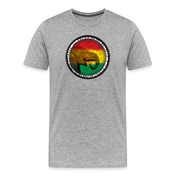 Elefantenwelt im Rasta-Design - Männer Premium Bio T-Shirt - Grau meliert - Vorne - Damien (186cm)