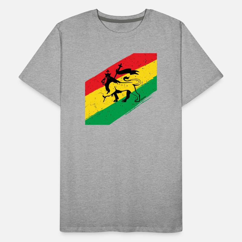 Rasta Löwe vor Dreifarben Flagge Männer Premium Bio T-Shirt