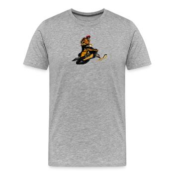 Schneemobil Rennen - Männer Premium Bio T-Shirt - Grau meliert - Vorne - Damien (186cm)