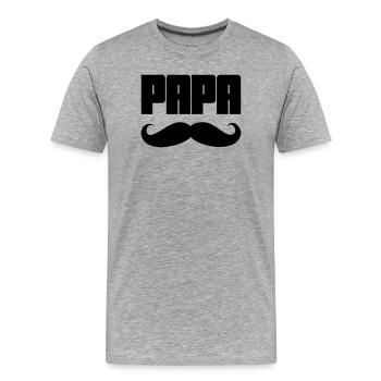 Papa - Männer Premium Bio T-Shirt - Grau meliert - Vorne - Damien (186cm)