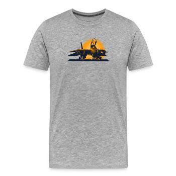 Jet Tomcat - Männer Premium Bio T-Shirt - Grau meliert - Vorne - Damien (186cm)