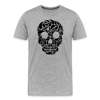 Totenkopf Totenkopf Totenkopf Totenkopf Kranich Calavera - Männer Premium Bio T-Shirt - Grau meliert - Vorne - Damien (186cm)