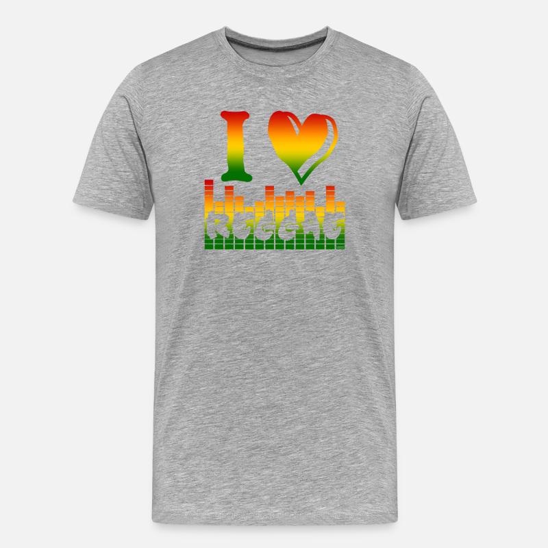 J’adore le reggae arc-en-ciel - T-shirt bio Premium Homme - gris chiné