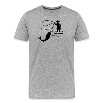 Fishermen Fly Fishing - Men's Premium Organic T-Shirt - heather grey - Front - Damien (186cm)