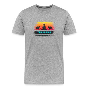 Thailand / Buddha / Elephants / Gift / Siam - Men's Premium Organic T-Shirt - heather grey - Front - Damien (186cm)