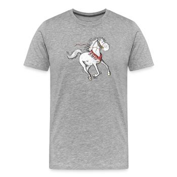 Knuffiges Araber Pferd - Araber - Männer Premium Bio T-Shirt - Grau meliert - Vorne - Damien (186cm)