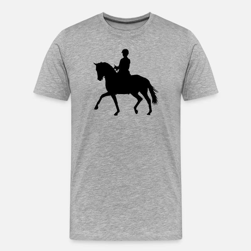 Reiterin mit Pferd - Männer Premium Bio T-Shirt - Grau meliert