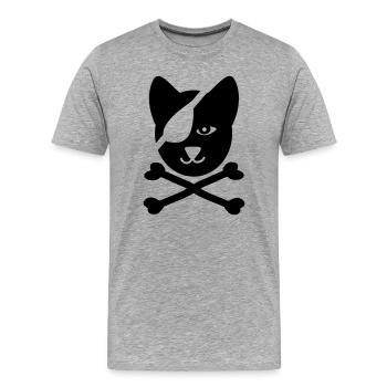 katze pirat seefahrt - Männer Premium Bio T-Shirt - Grau meliert - Vorne - Damien (186cm)