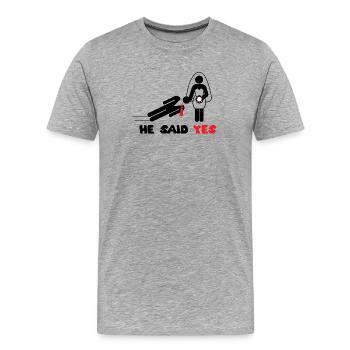Enterrement de vie de garçon dire drôle mariage - T-shirt bio Premium Homme - gris chiné - Devant - Damien (186cm)