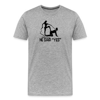 Mariée marié mariage mariage marié dire - T-shirt bio Premium Homme - gris chiné - Devant - Damien (186cm)