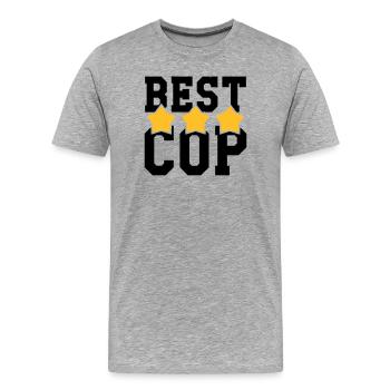 Best Cop - Police - Policeman - Gun - Security - Men's Premium Organic T-Shirt - heather grey - Front - Damien (186cm)
