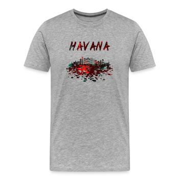 Skyline de La Havane / Cuba cadeau ville Caraïbes - T-shirt bio Premium Homme - gris chiné - Devant - Damien (186cm)