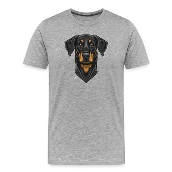Dobermann - Männer Premium Bio T-Shirt - Grau meliert - Vorne - Damien (186cm)