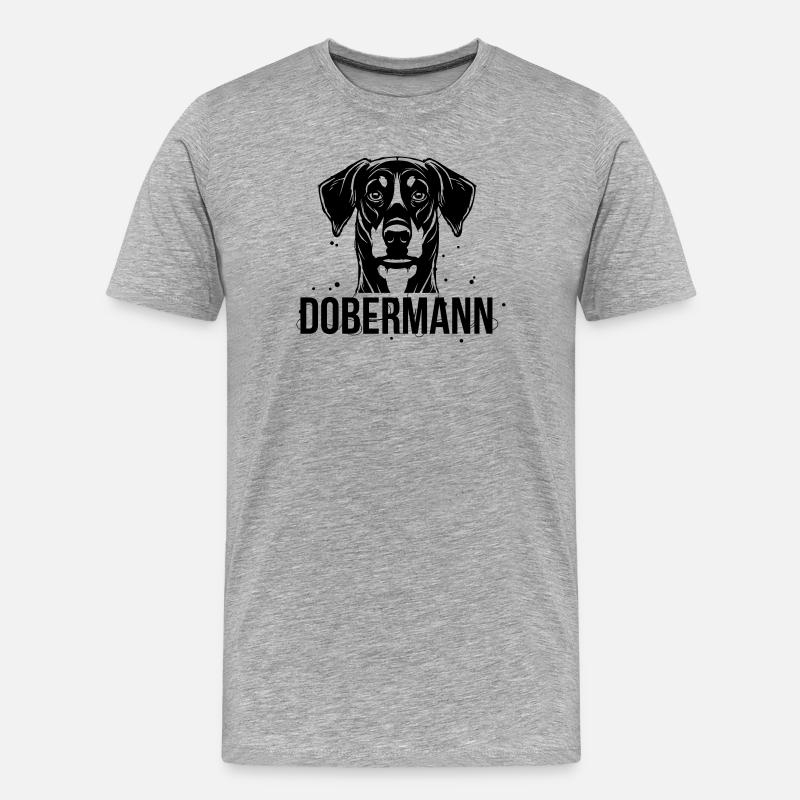 Dobermann - Männer Premium Bio T-Shirt - Grau meliert