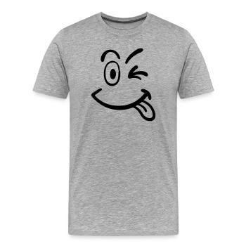 smiley - Männer Premium Bio T-Shirt - Grau meliert - Vorne - Damien (186cm)