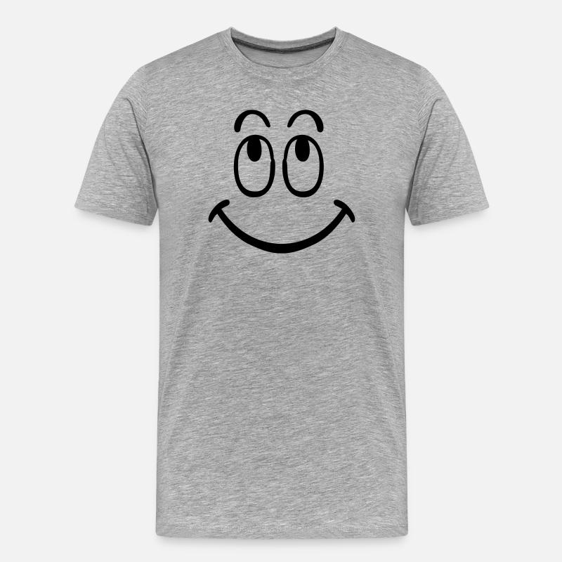 smiley - Männer Premium Bio T-Shirt - Grau meliert