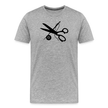 schneider handwerk schere nadel - Männer Premium Bio T-Shirt - Grau meliert - Vorne - Damien (186cm)