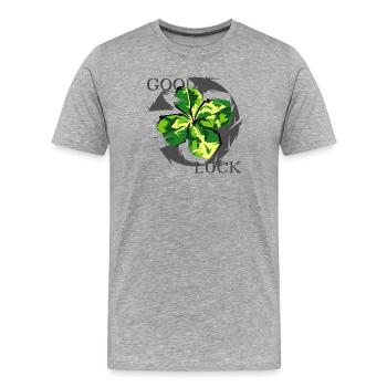 good luck blatt Kleeblatt Symbol Grafik Natur icon - Männer Premium Bio T-Shirt - Grau meliert - Vorne - Damien (186cm)
