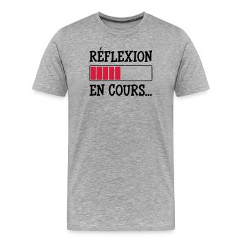 Réflexion en cours... - T-shirt bio Premium Homme - gris chiné - Devant - Damien (186cm)