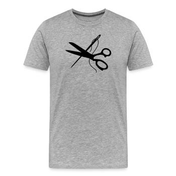 schere nadel schneider handwerk - Männer Premium Bio T-Shirt - Grau meliert - Vorne - Damien (186cm)
