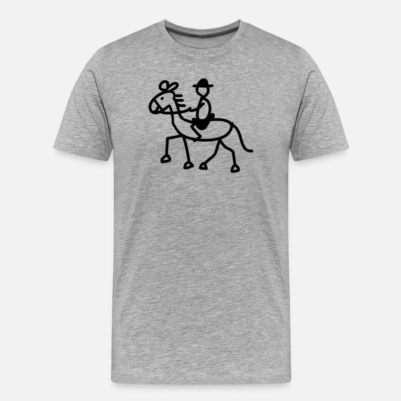 reiter reiten kind - Männer Premium Bio T-Shirt - Grau meliert