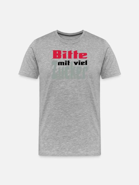 Bitte viel Zucker - Männer Premium Bio T-Shirt - Grau meliert