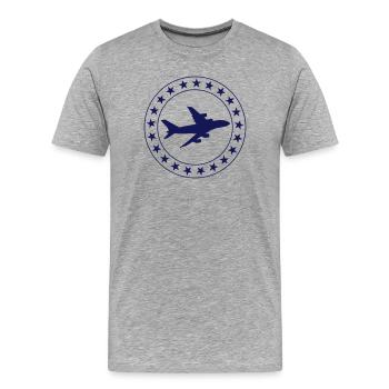 Aviation / Luftfahrt - T-shirt bio Premium Homme - gris chiné - Devant - Damien (186cm)