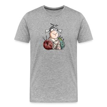 Mouton avec une boule de laine - T-shirt bio Premium Homme - gris chiné - Devant - Damien (186cm)